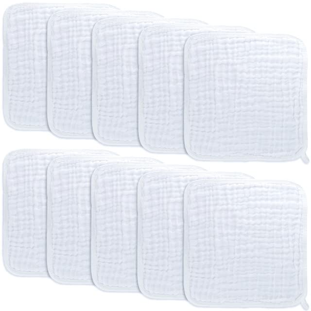 Comfy Cubs Muslin Cotton Baby Washcloths (10 Pack)