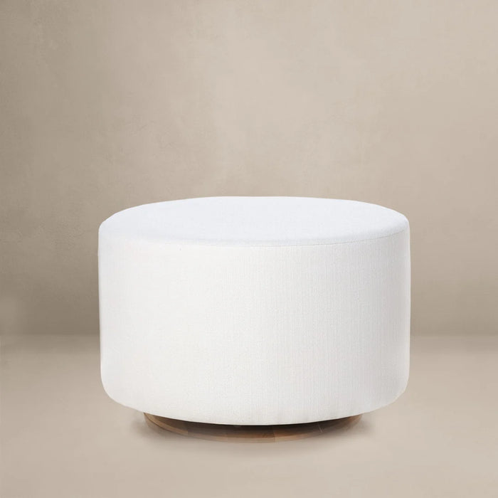 Oilo Small Stationary Oval Ottoman With Wood Base - Ivory