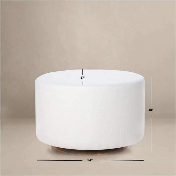Oilo Small Stationary Oval Ottoman With Wood Base -  Antique Snow