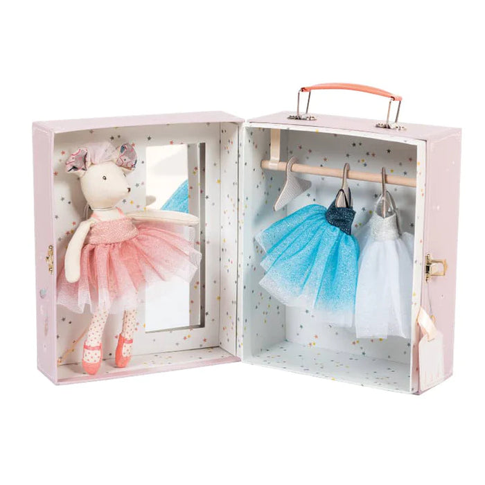 Speedy Monkey, Suitcase - Ballerina Mouse & Tutus in Wardrobe - Doll - Moulin Roty