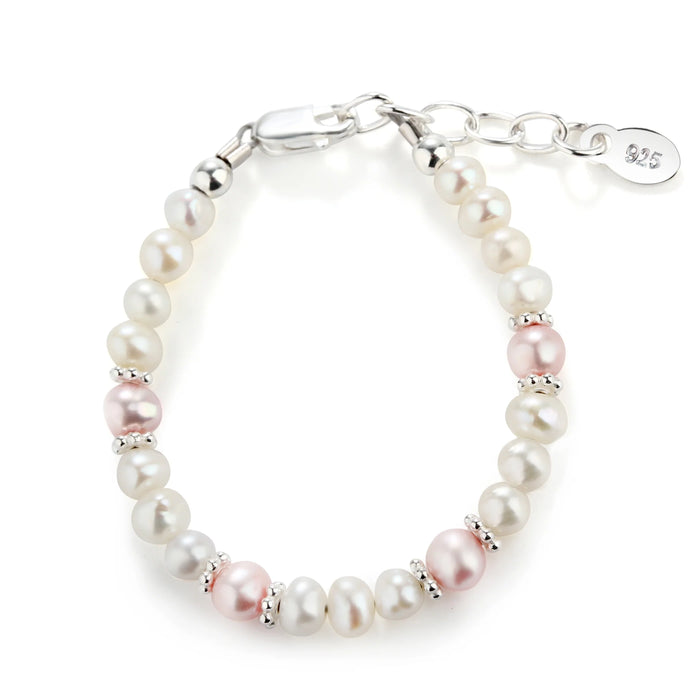 Cherished Moments, Addie- Sterling Silver Pink Freshwater Pearl Baby Bracelet for Babies and Little Girls