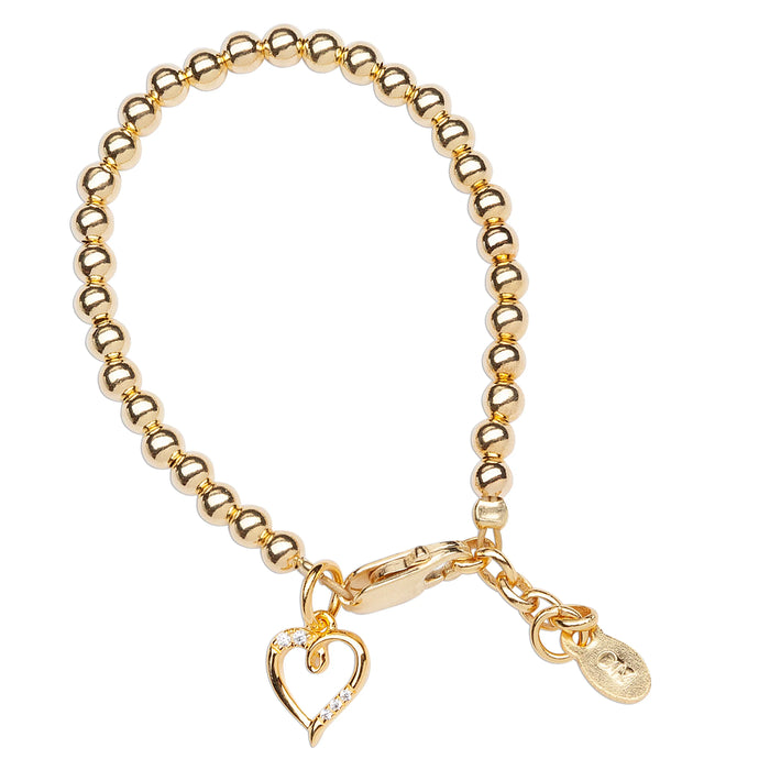 Cherished Moments Aria- 14K Gold-Plated Kids Bracelet with Heart Charm