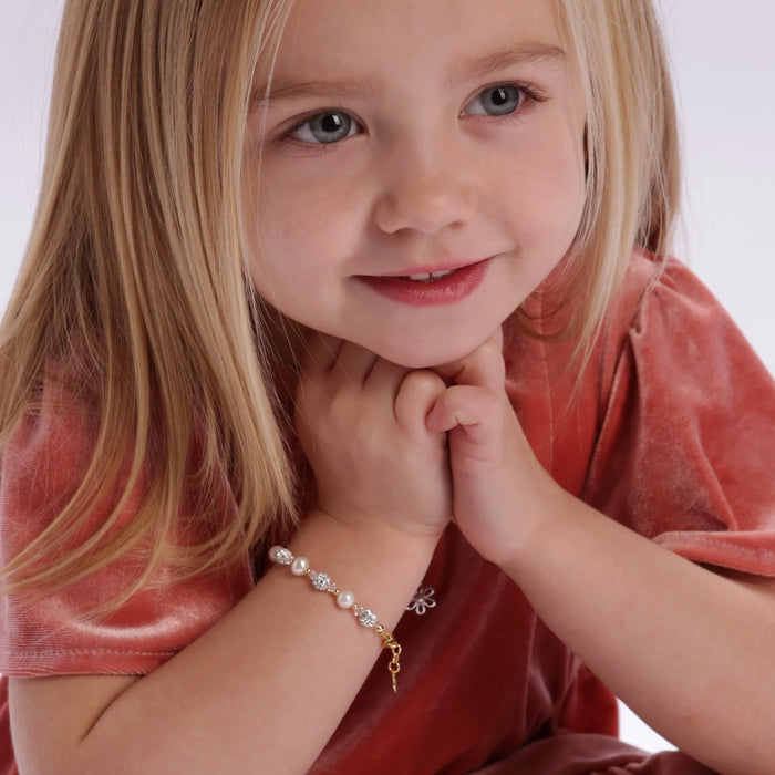 Cherished Momenst, Charlotte - 14K Gold Plated Pearl Children's Bracelet