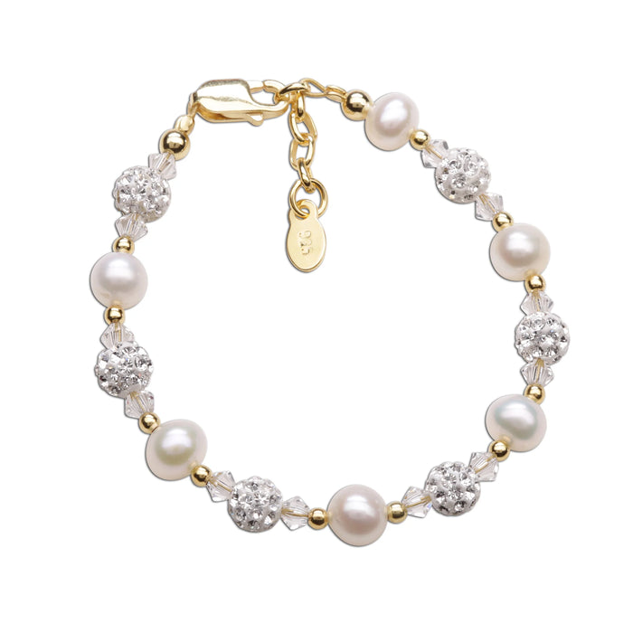 Cherished Momenst, Charlotte - 14K Gold Plated Pearl Children's Bracelet