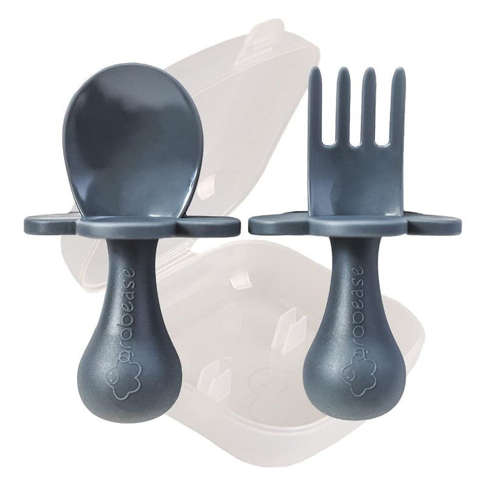Grabease Fork & Spoon Set Gray