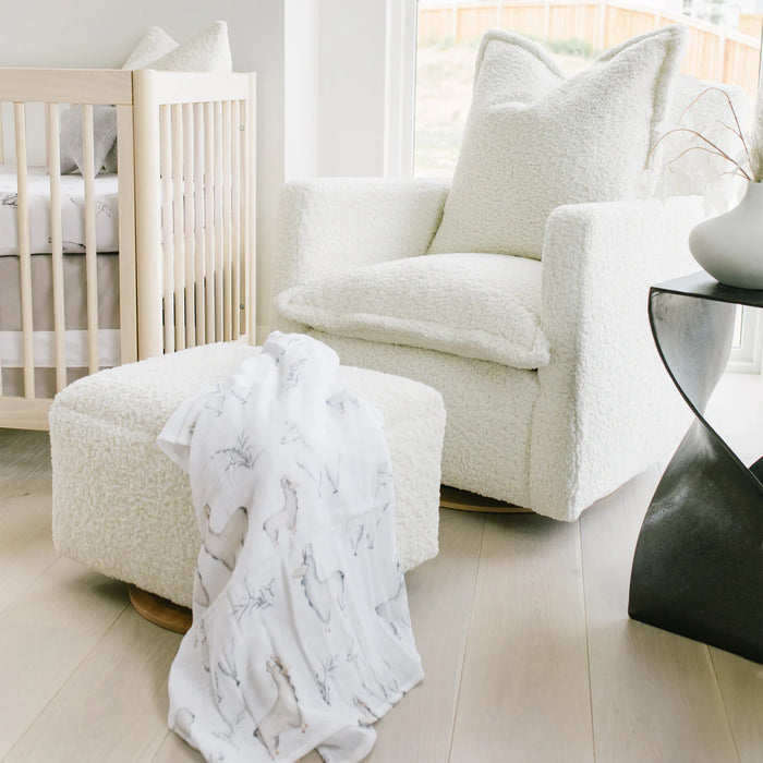 Oilo Stationary Ottoman with Wood Base