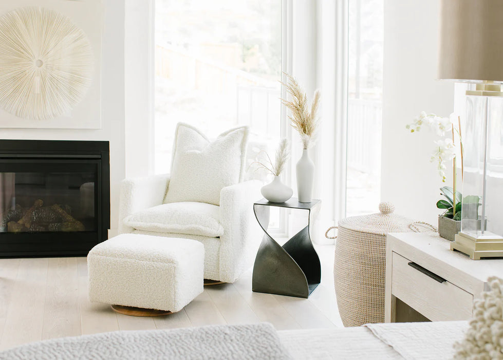 Oilo Stationary Ottoman with Wood Base