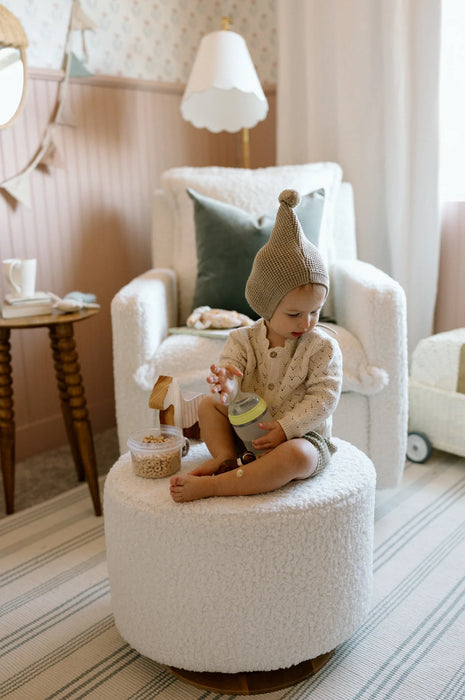 Oilo Stationary Oval Ottoman with Wood Base