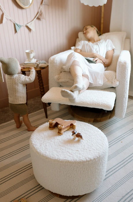 Oilo Stationary Oval Ottoman with Wood Base