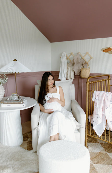 Oilo Stationary Oval Ottoman with Wood Base