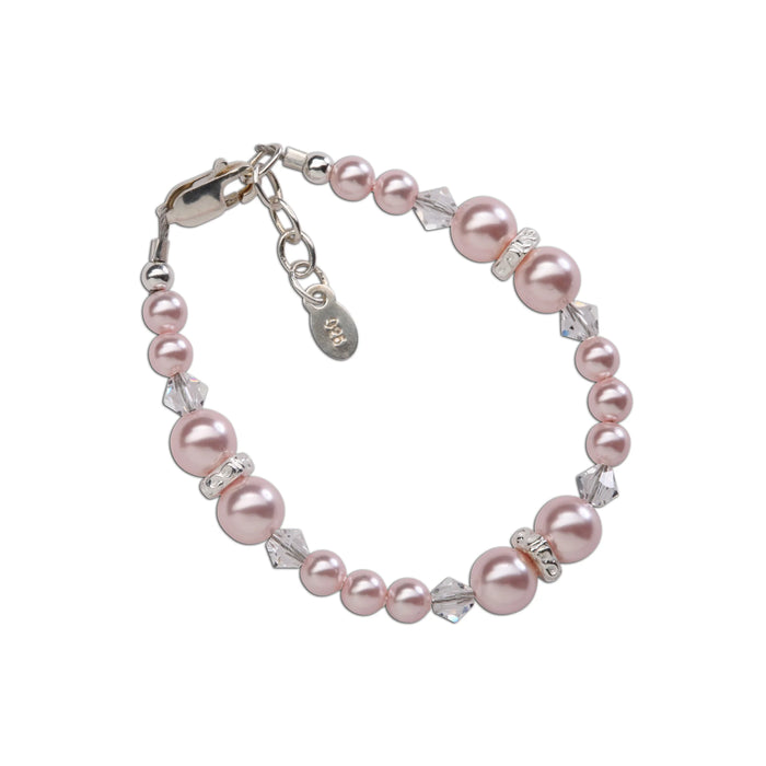 Cherished Moments, Sadie- Sterling Silver Pink Pearl Bracelet for Babies and Girls