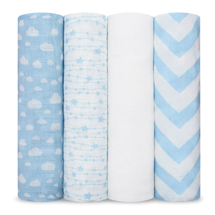 Comfy Cubs, Baby Muslin Swaddle Blankets, (4 Pack)