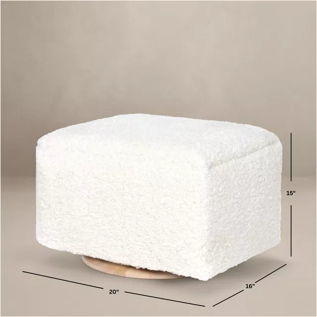 Oilo Small Stationary Rectangle Ottoman With Wood Base - Cottage Flax