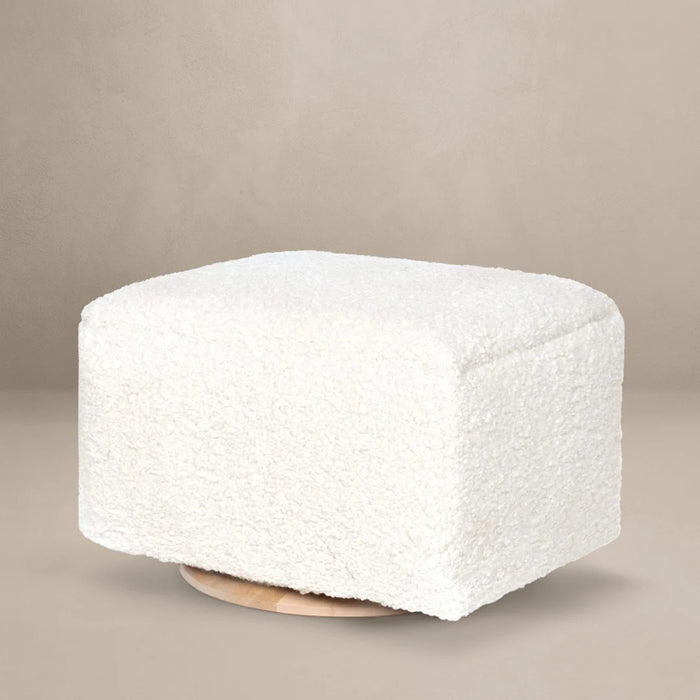 Oilo Small Stationary Rectangle Ottoman With Wood Base - Tweed Snow Boucle