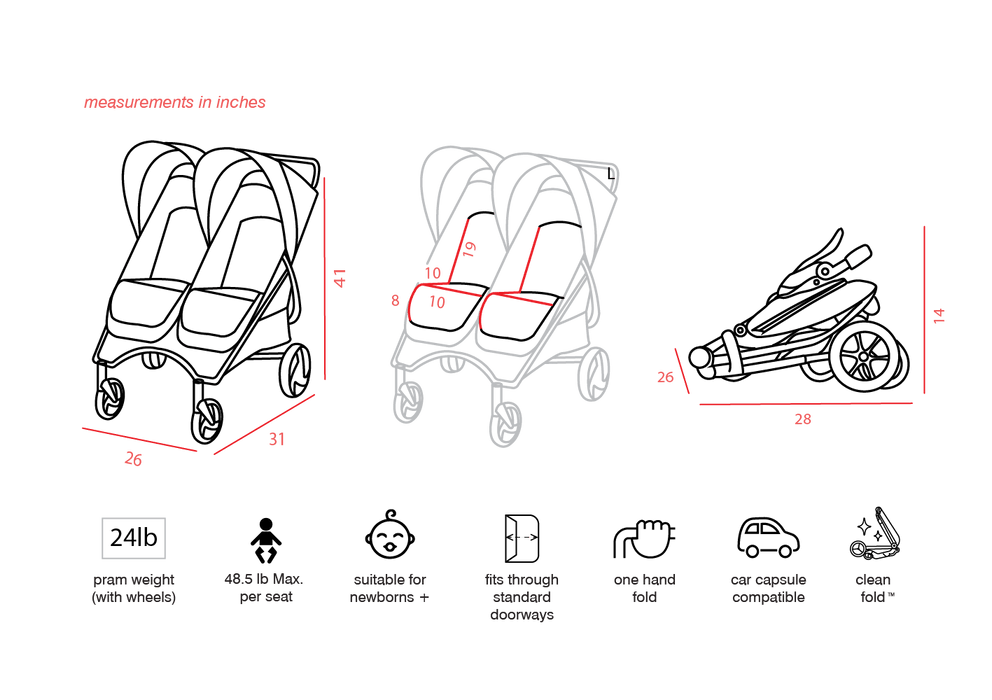 Valco Slim Twin Stroller