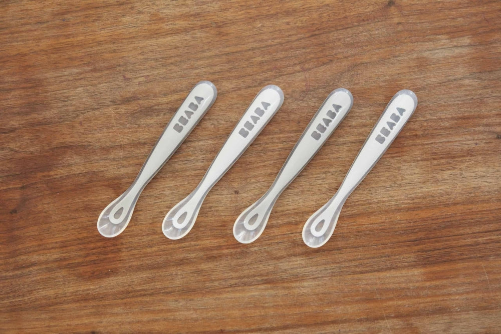 BEABA First Stage Baby Feeding Spoon Set  (4 Pack) Cloud