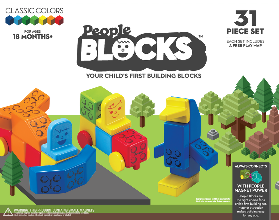 People Blocks Zoo Animals 31 Piece Set